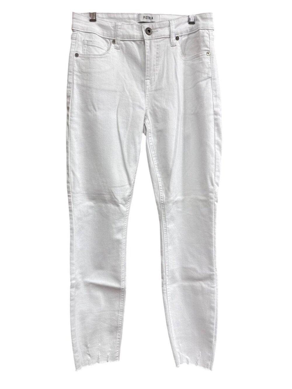 Pistola High-Rise White Skinny Jeans With Raw Hem Size 27